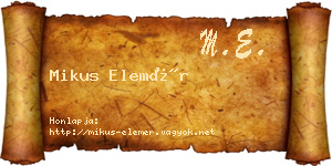 Mikus Elemér névjegykártya